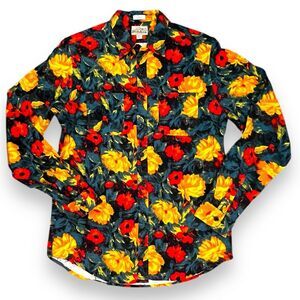 J. Crew Mens Floral Mid-Weight Flannel Shirt Cotton Classic Long Sleeve Size MT